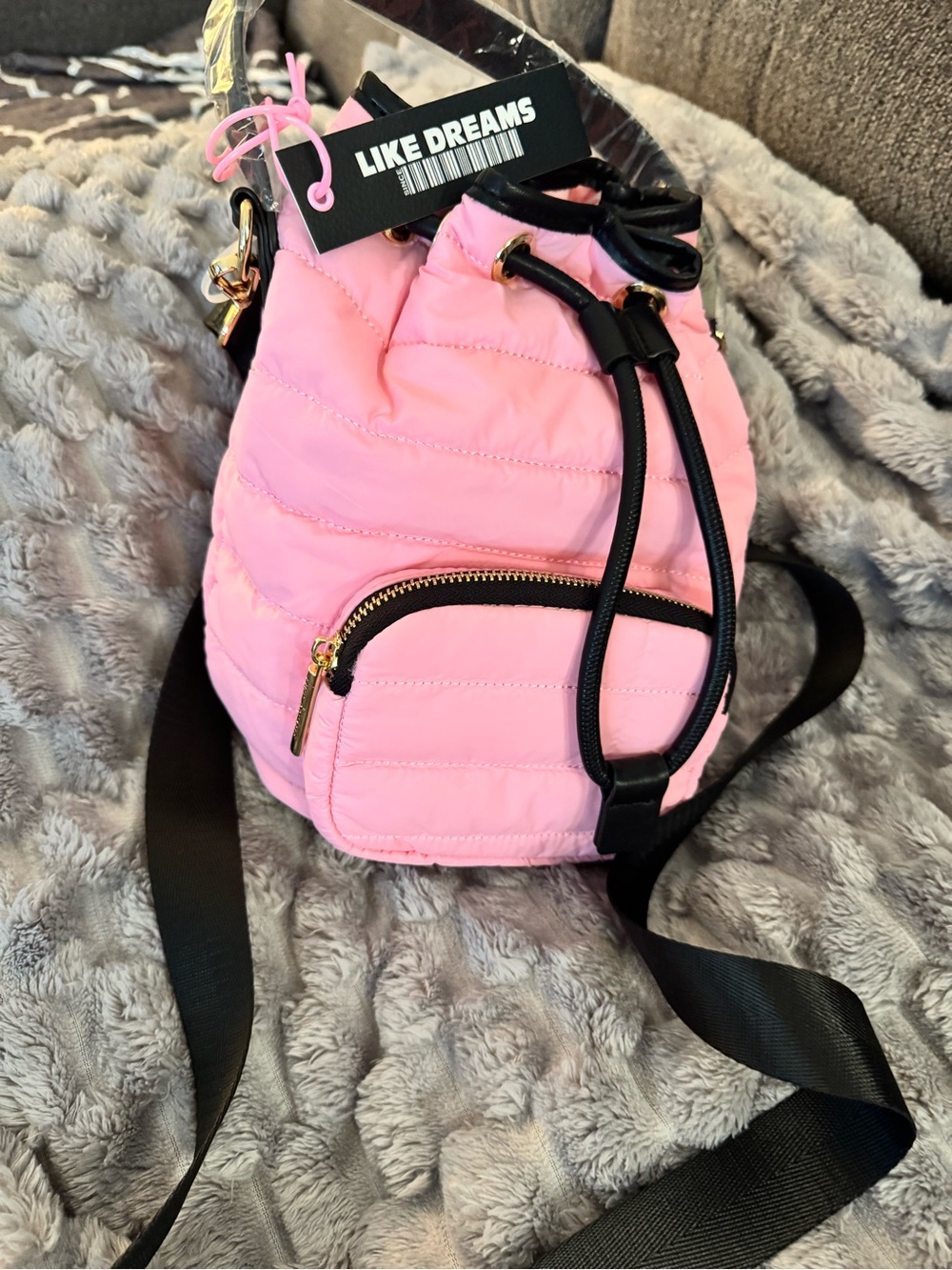 Adorable Pink Quilted Bucket Bag